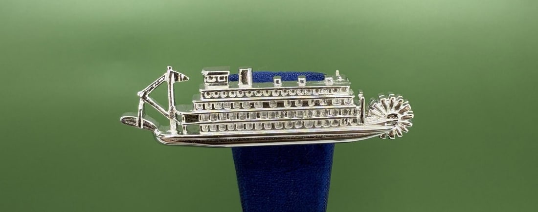 Sterling Silver Paddle Wheel River Boat Brooch (1 of 3)