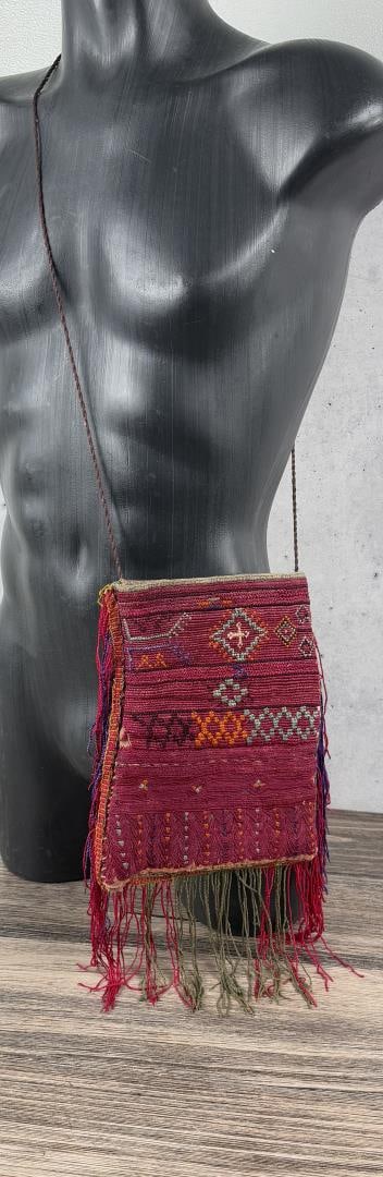 Afghanistan Kilim Bag: 28 1/4" long with handle.