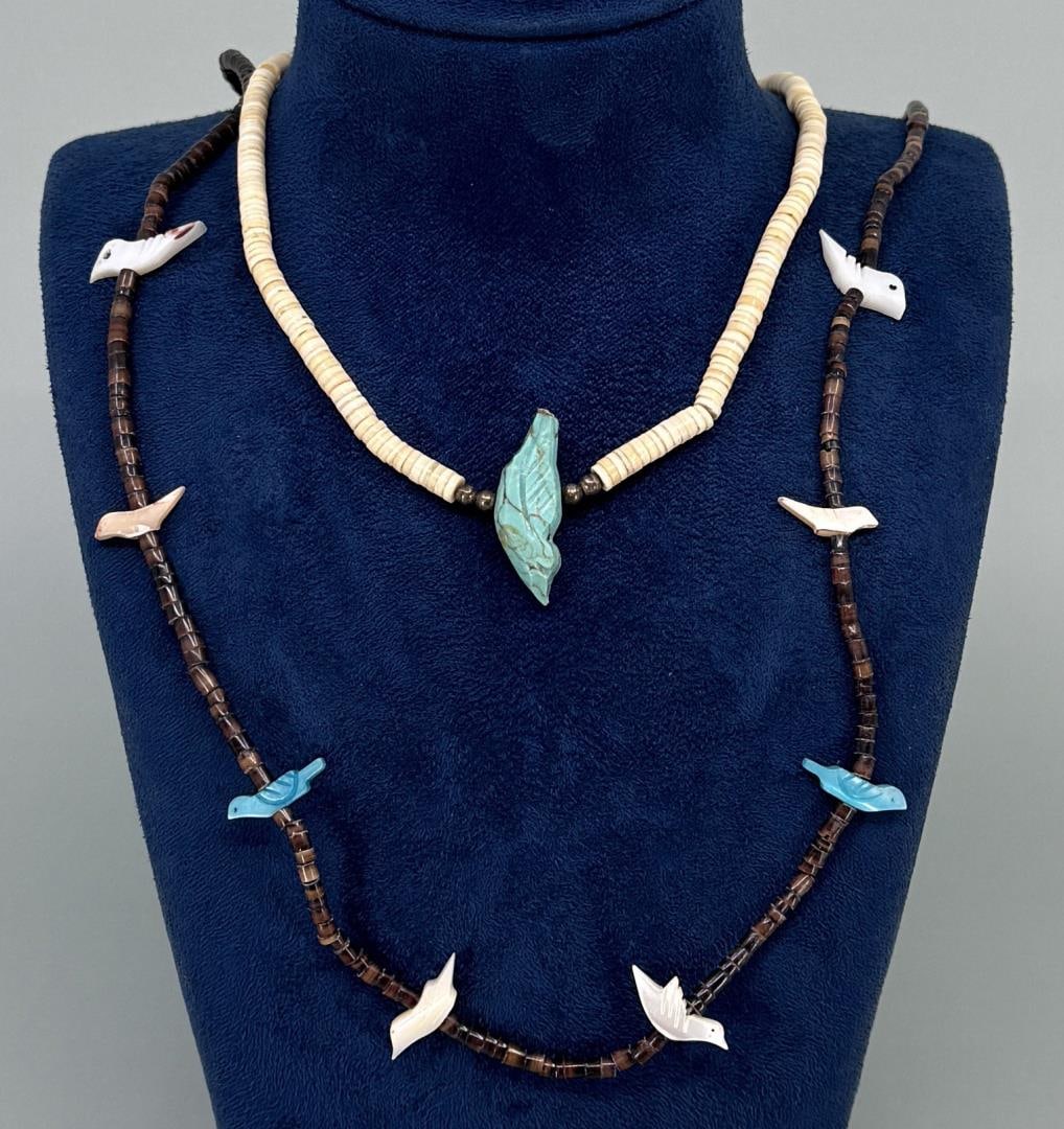Zuni Heishi Bird Fetish Necklaces: Nice grouping.
