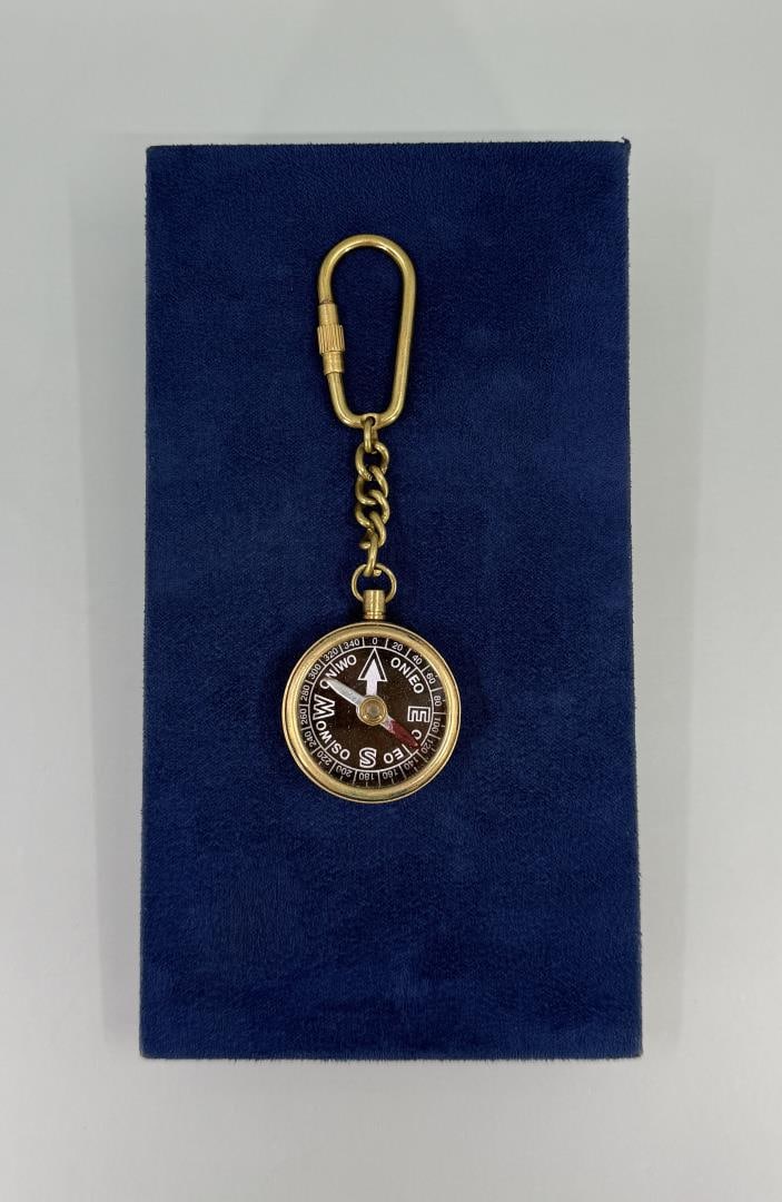 Brass Keychain Compass: 4 1/2" long.