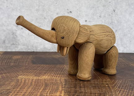 Kay Bojesen Denmark Teak Elephant: 6 1/2" by 5" by 3 1/2".