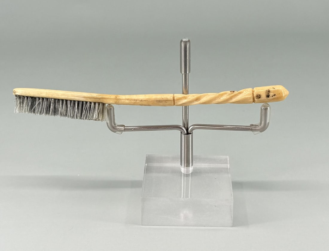 Civil War Carved Bone Toothbrush: 4 3/4" long