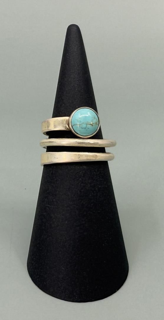 Taxco Mexico Sterling Silver Turquoise Snake Ring (1 of 4)