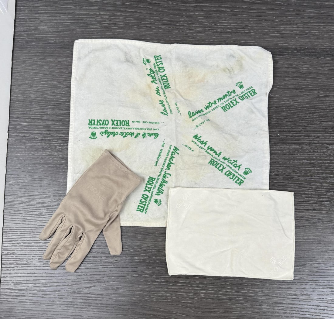 Rolex Watch Presentation Glove and Cleaning Cloths: Nice lot.
