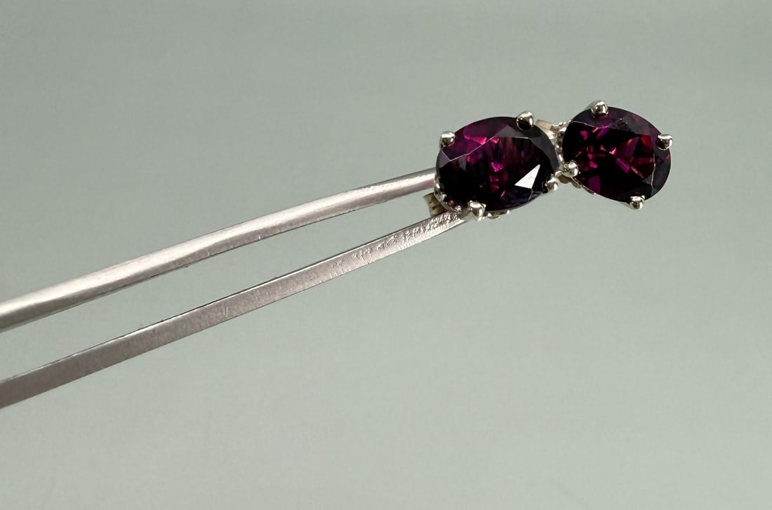 14k White Gold Almandine Garnet Earrings (1 of 5)