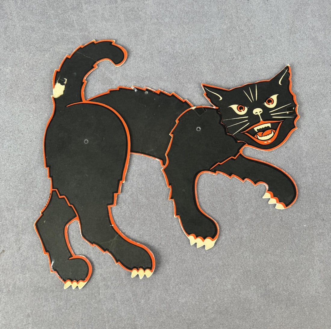 Die Cut Jointed Black Cat Halloween Decoration: 12 3/4" by 12 1/2"