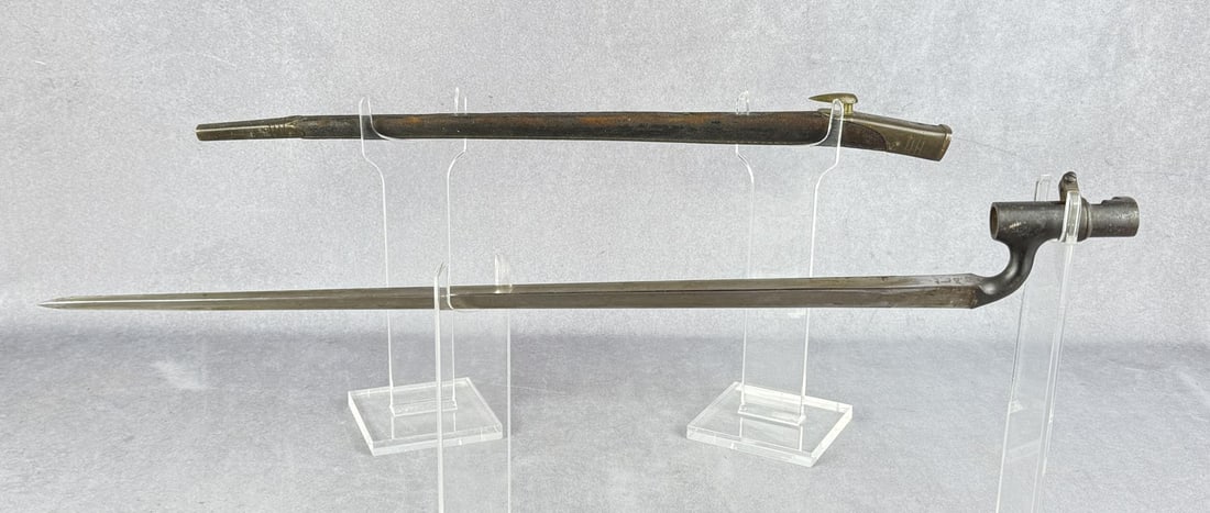 British Martini Henry 1876 Socket Bayonet: Nice example with scabbard.