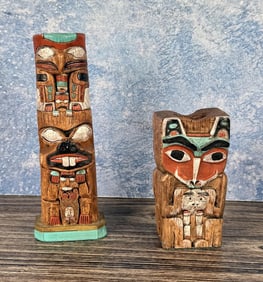 Haida Northwest Coast Totem Pole Candlesticks
