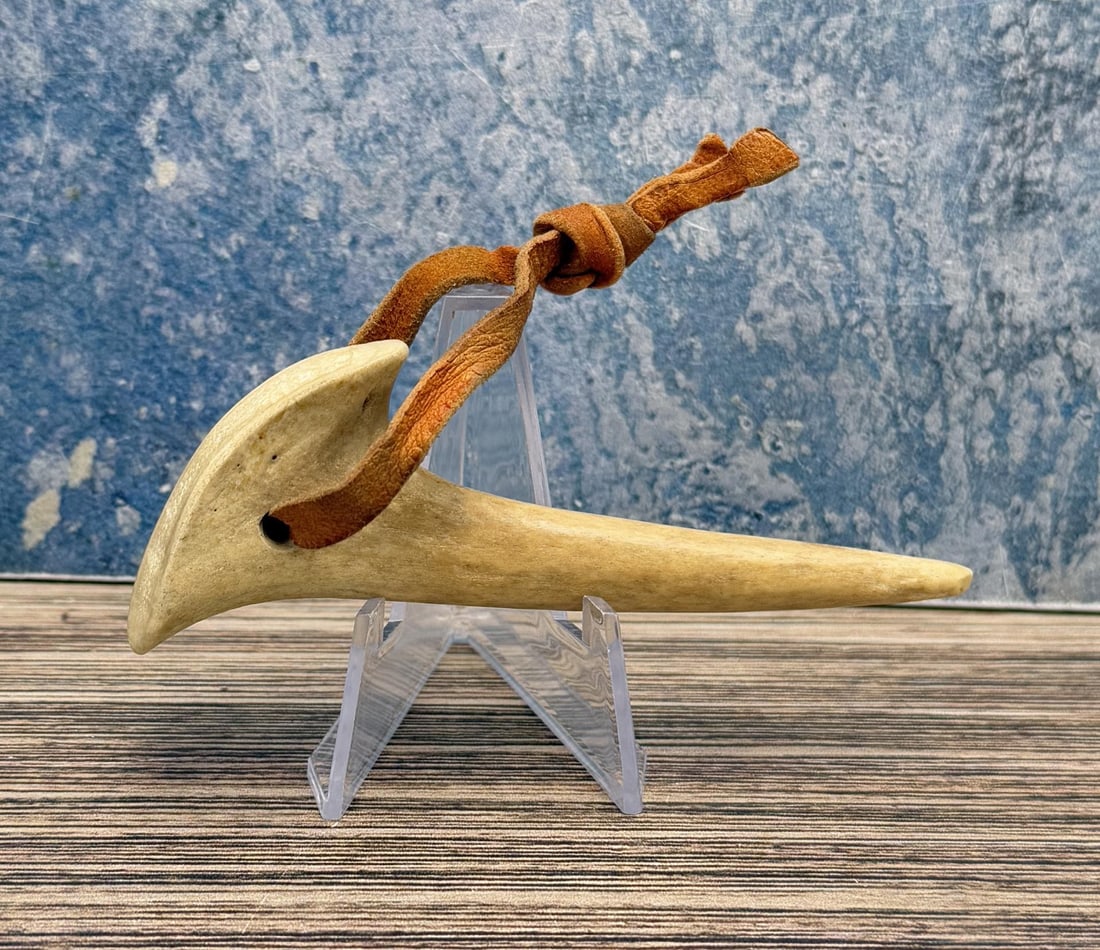 Native American Indian Carved Antler Awl: 3 7/8" by 2 3/4" wide.
