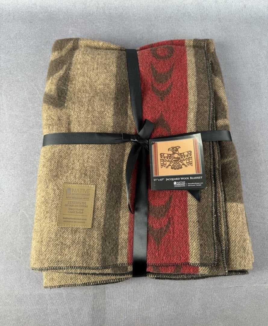 Native Northwest Salish Indian Wool Blanket: 51" by 67". New/unused.