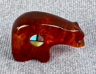 Andres Quandelacy Zuni Amber Bear Fetish