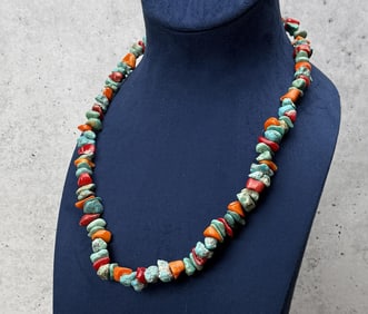 Navajo Turquoise Coral Spiny Oyster Necklace