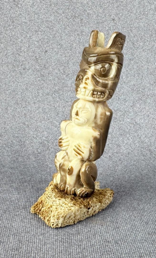Alaskan Inuit Eskimo Carved Totem Pole (1 of 5)