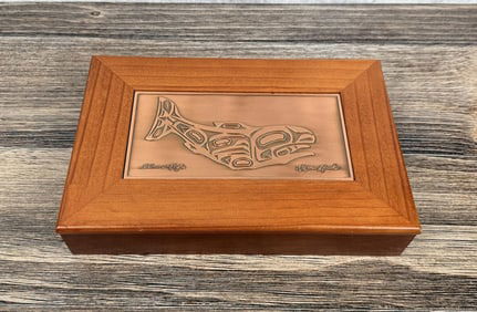 Roxana Leask Salmon & Eagle Salish Indian Box