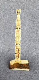 Alaskan Inuit Eskimo Carved Totem Pole