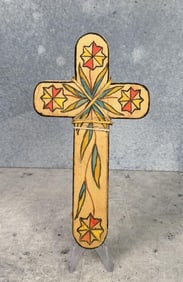 Navajo Pueblo Indian Painted Wood Cross
