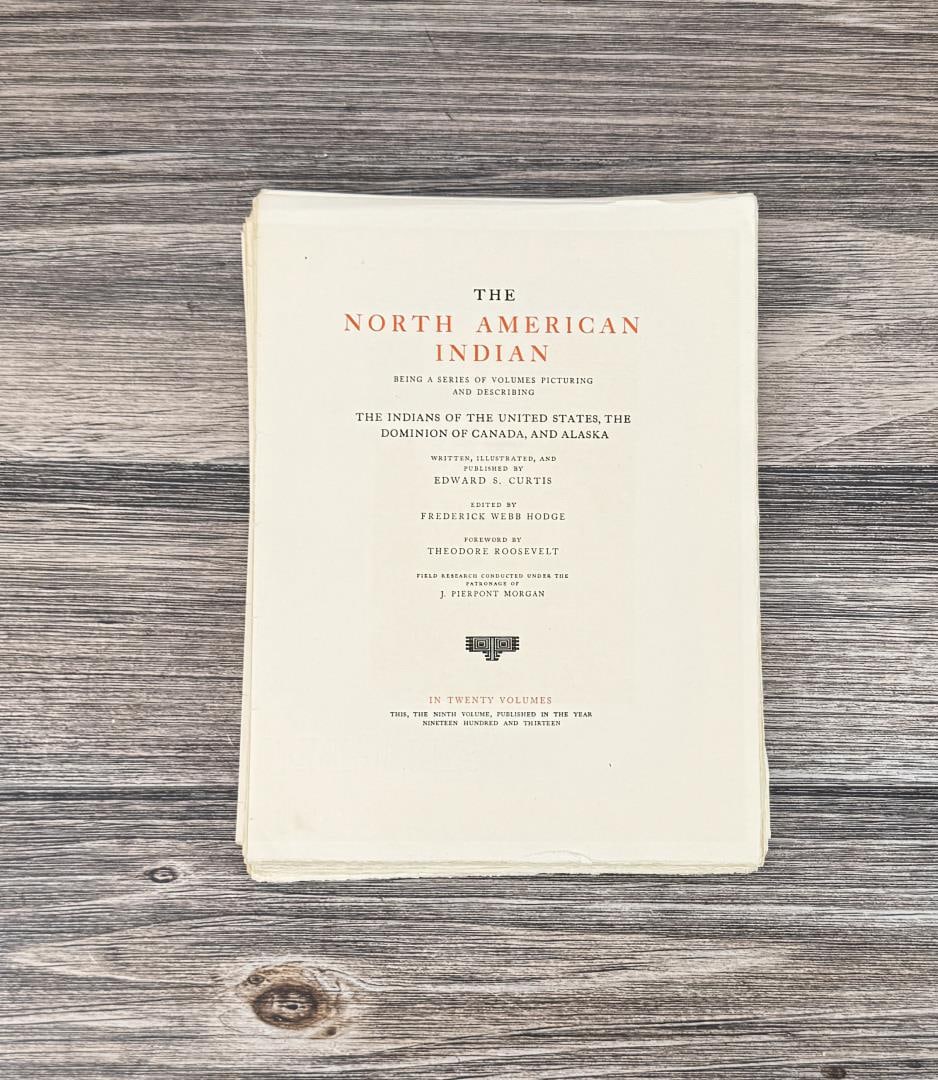 Edward Curtis The North American Indian: Volume 9. No gravures. Unbound. Volume may not be complete and may not be in order. Pages may be missing or extra pages may be included from other volumes.