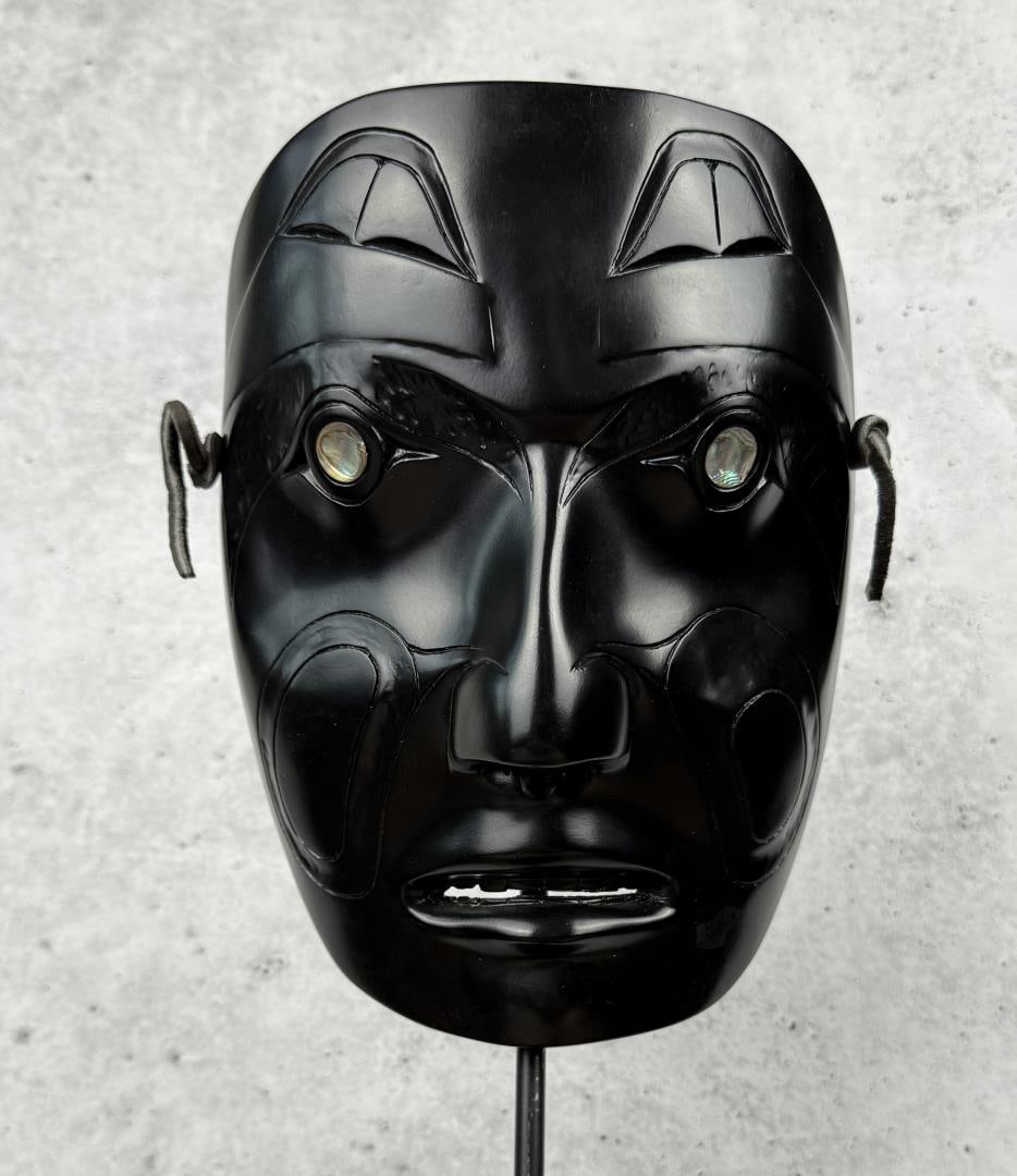 Northwest Coast Indian Pearlite Mask: 9 1/8" by 7 7/8" by 3 1/8".