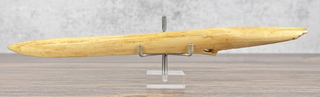 Ancient Thule Inuit Alaskan Eskimo Harpoon Point: 12 3/8" long. Carved walrus material. Native made prior to 1972. This item cannot be shipped to Oregon, California, Hawaii, New York, New Jersey, Internationally, or any other state that prohibits.