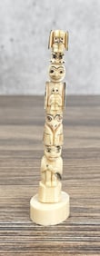 Alaskan Inuit Eskimo Carved Totem Pole