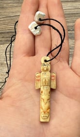Alaskan Inuit Eskimo Totem Pole Necklace