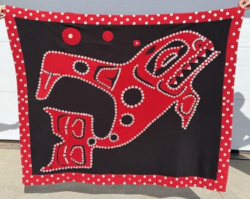 Tlingit Haida Fleece Killer Whale Button Blanket