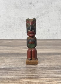 Alaskan Inuit Carved Totem Pole Dated 1909