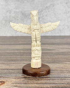Alaskan Inuit Eskimo Carved Totem Pole