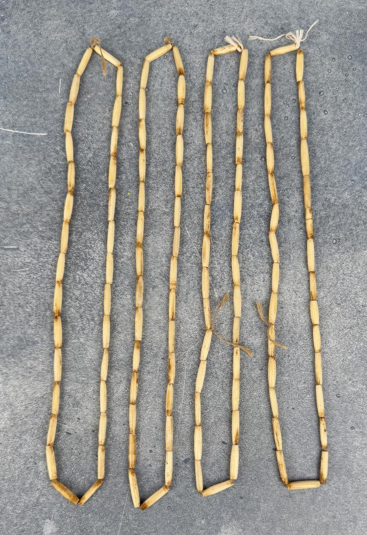 Native American Indian Bone Hairpipe Beads: Four strands
