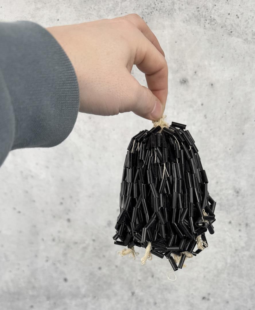 Black Glass Tube Indian Trade Beads: 248 grams.