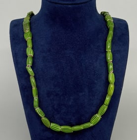 Watermelon Chevron Native American Trade Beads