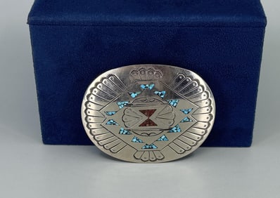 Jimmy Nezzie Navajo Sterling Silver Belt Buckle
