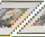 Nahum Gutman Hills of Tiberias Gouache Painting