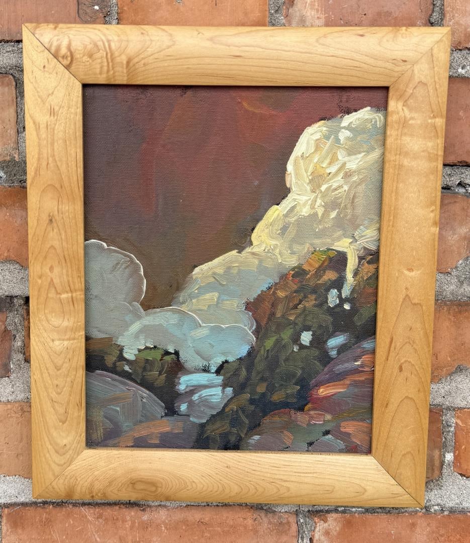 William Hawkins Arizona Oil on Board Painting: Title is Sonoran Sunset. 8" by 10" unframed, 10 1/2" by 12 1/2" framed. William Hawkins (Born 1962) is active/lives in Arizona. Wm. Hawkins is known for his colorful and stylized impressionist oil pai