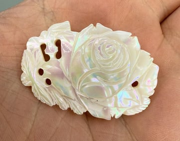Carved Mother Of Pearl Flower Brooch