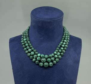 Graduated Malachite Bead Necklaces