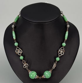 Art Deco Blown Glass Flapper Necklace