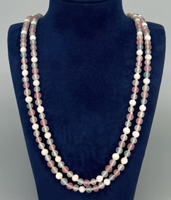 Art Deco Frosted Blown Glass Flapper Necklace