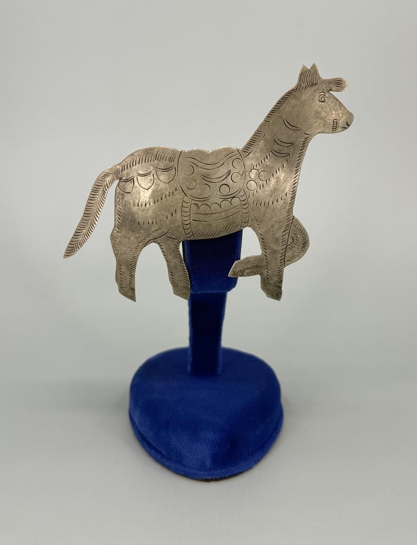 Navajo Nickel Silver Horse Brooch: 3 1/2" long.