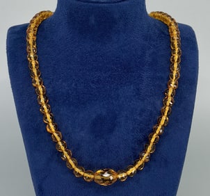 Art Deco Amber Cut Glass Necklace
