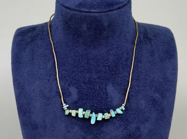 Navajo Sterling Turquoise Liquid Silver Necklace