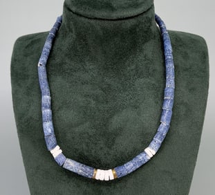 Blue Sponge Coral Heishi Necklace
