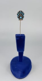 Zuni Petit Point Turquoise Sterling Stick Pin
