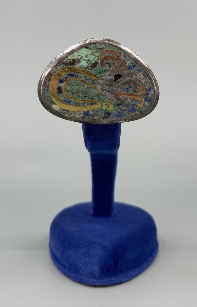 Nestor Taxco Mexico Sterling Silver Inlaid Brooch (1 of 4)