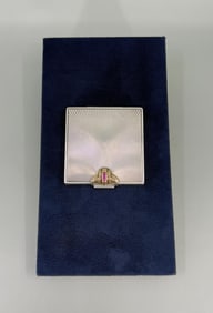 Tiffany & Co Sterling 14k Gold Ruby Compact