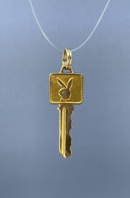 14K Gold The Playboy Club Key Charm Pendant