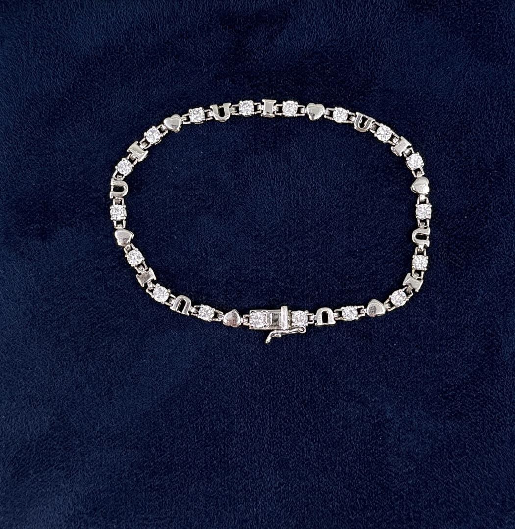 I Heart U Sterling Silver Bracelet: 7 3/8" long.