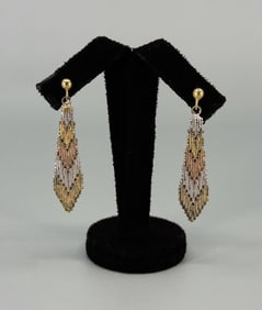 Tri Color Sterling Silver Dangle Earrings