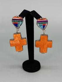 Navajo Sterling Silver Spiny Oyster Earrings