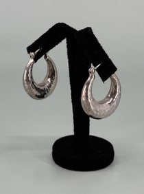 Sterling Silver Hammered Hoop Earrings